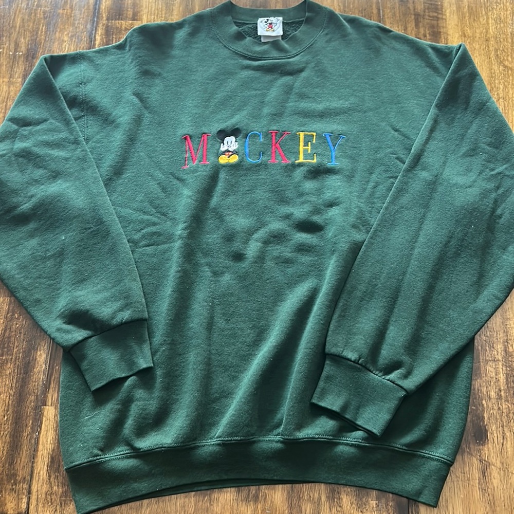 VINTAGE GREEN MICKEY CREWNECK SIZE:L